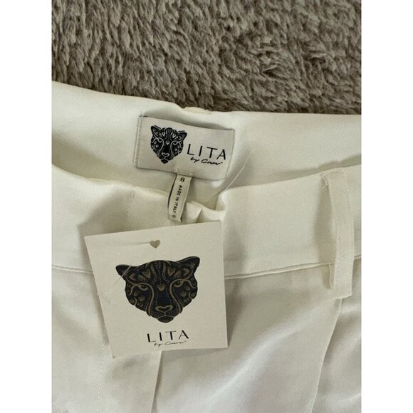 LITA BY CIARA SPARK SHORT IN VISCOSE CREPE IN White WOMEN’S SIZE 8 New - Picture 3 of 13